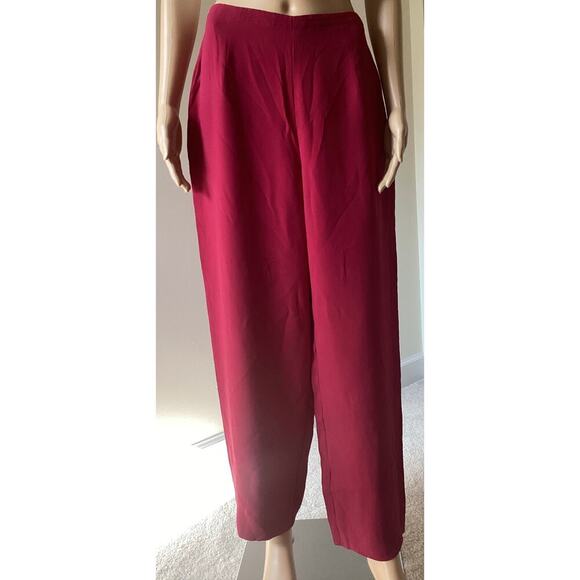 Vtg Talbots Red 100% Pure Silk Business Casual Dress Pants Sz 12 - Picture 1 of 10